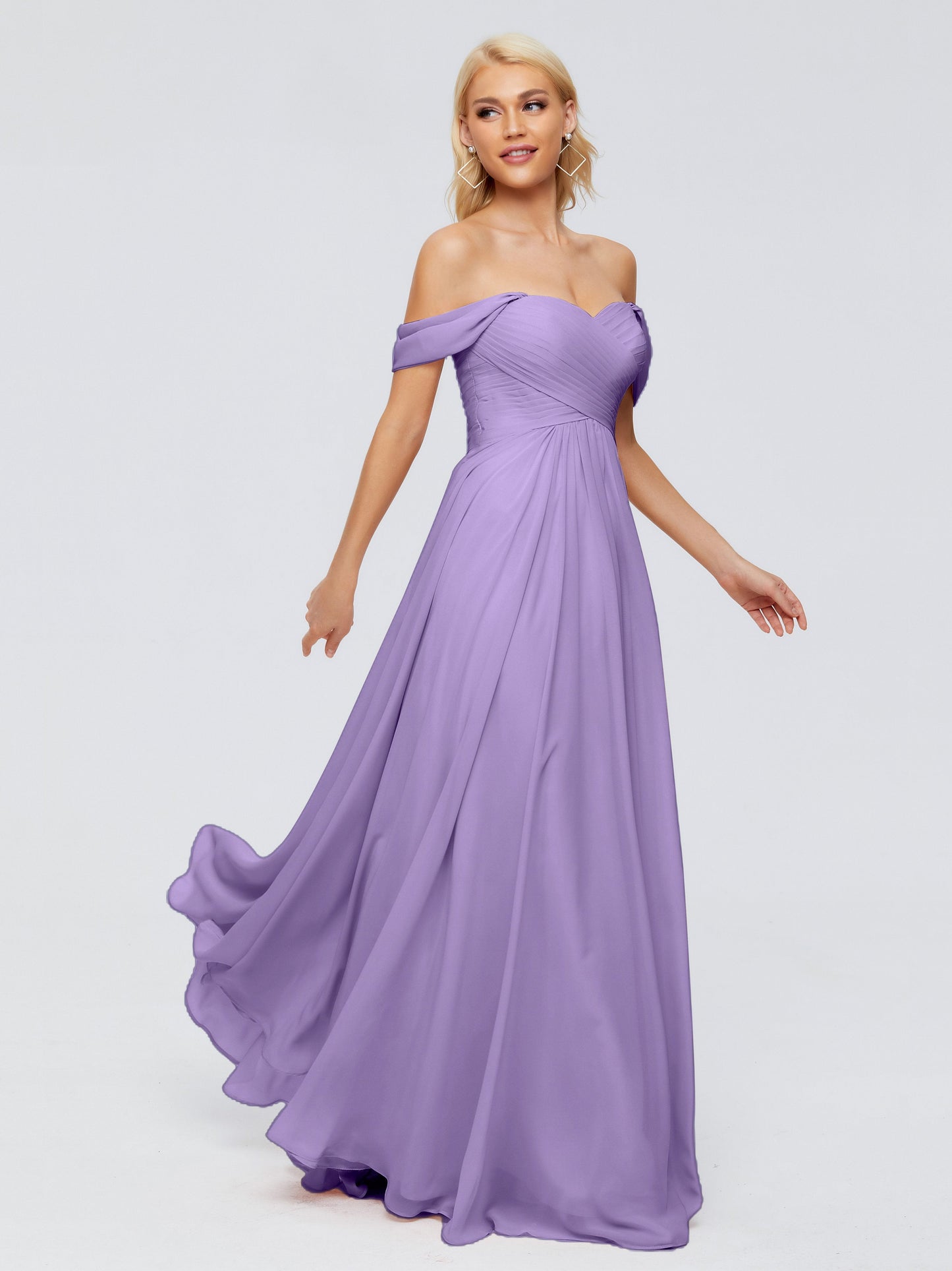 Trinity Off-The-Shoulder Chiffon Bridesmaid Dresses