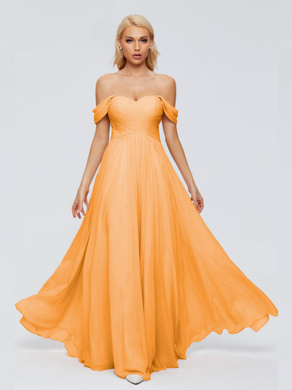 Trinity Off-The-Shoulder Chiffon Bridesmaid Dresses