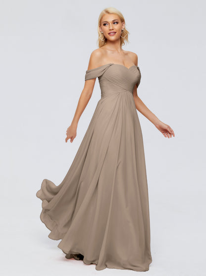 Trinity Off-The-Shoulder Chiffon Bridesmaid Dresses