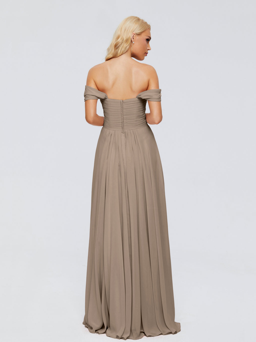 Trinity Off-The-Shoulder Chiffon Bridesmaid Dresses