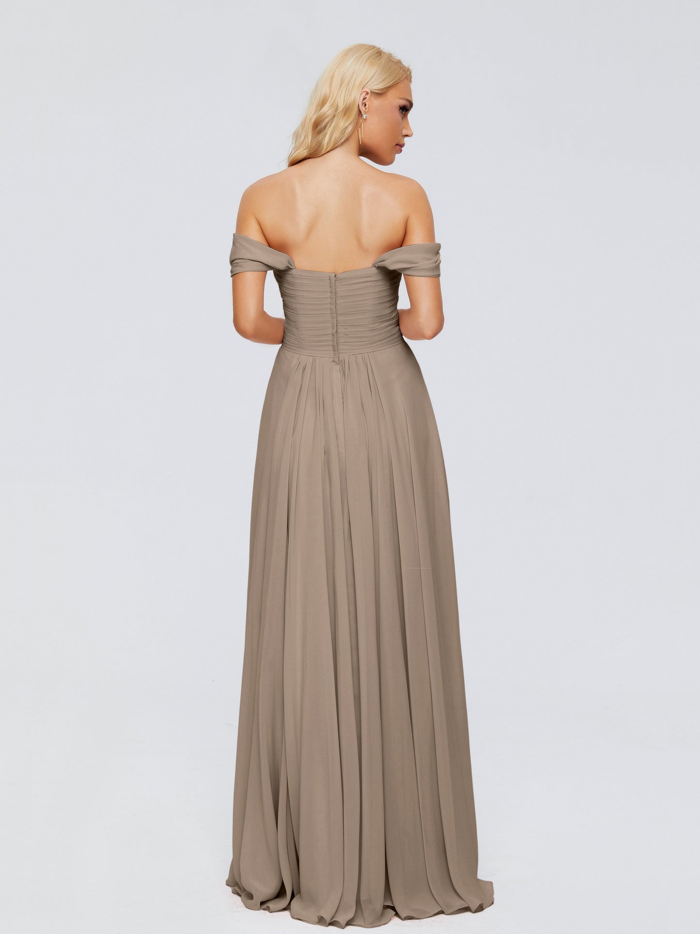 Trinity Off-The-Shoulder Chiffon Bridesmaid Dresses