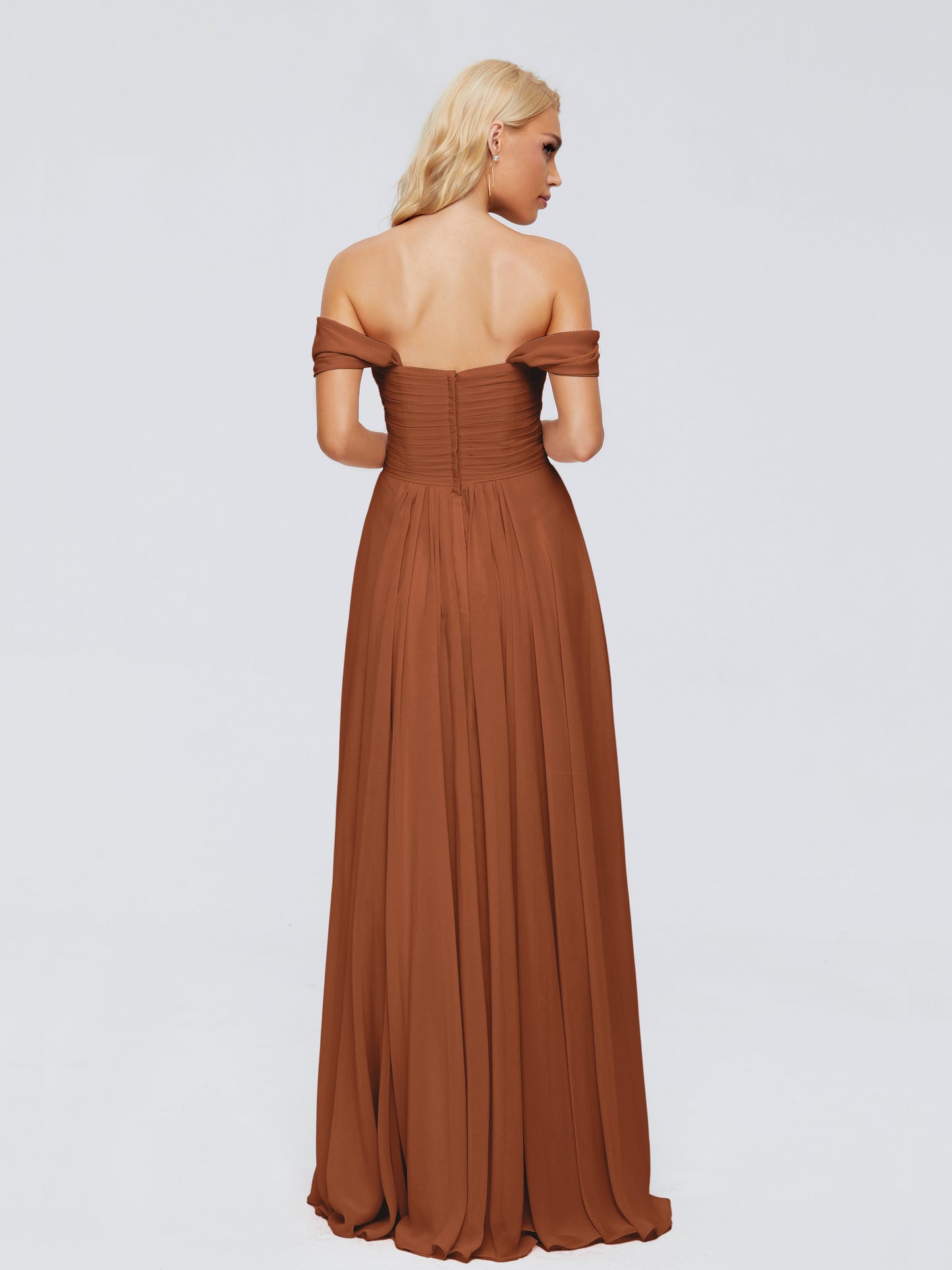 Trinity Off-The-Shoulder Chiffon Bridesmaid Dresses