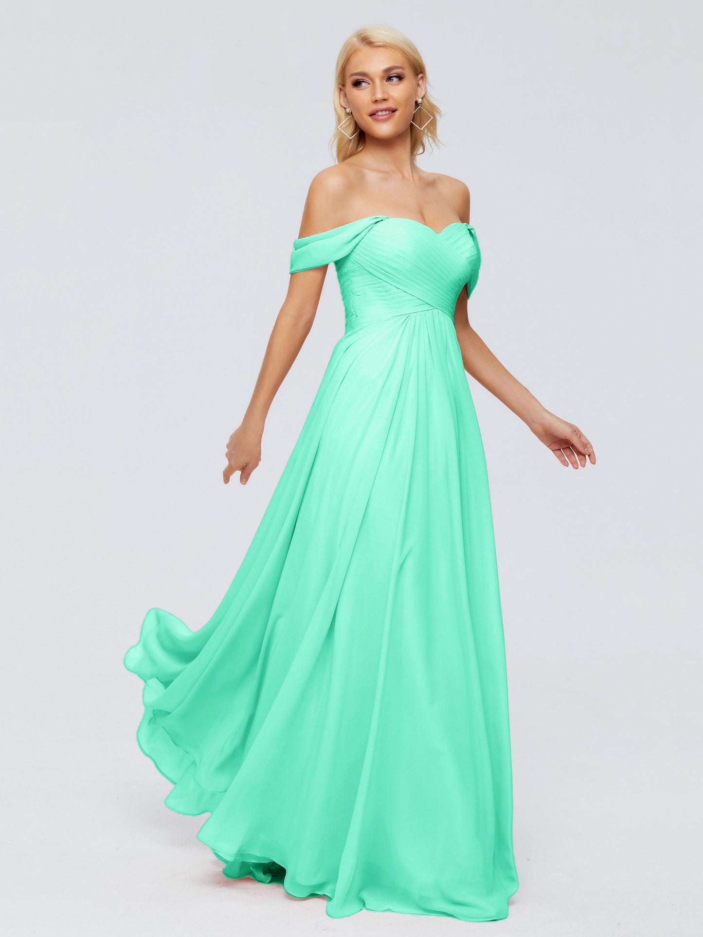 Trinity Off-The-Shoulder Chiffon Bridesmaid Dresses