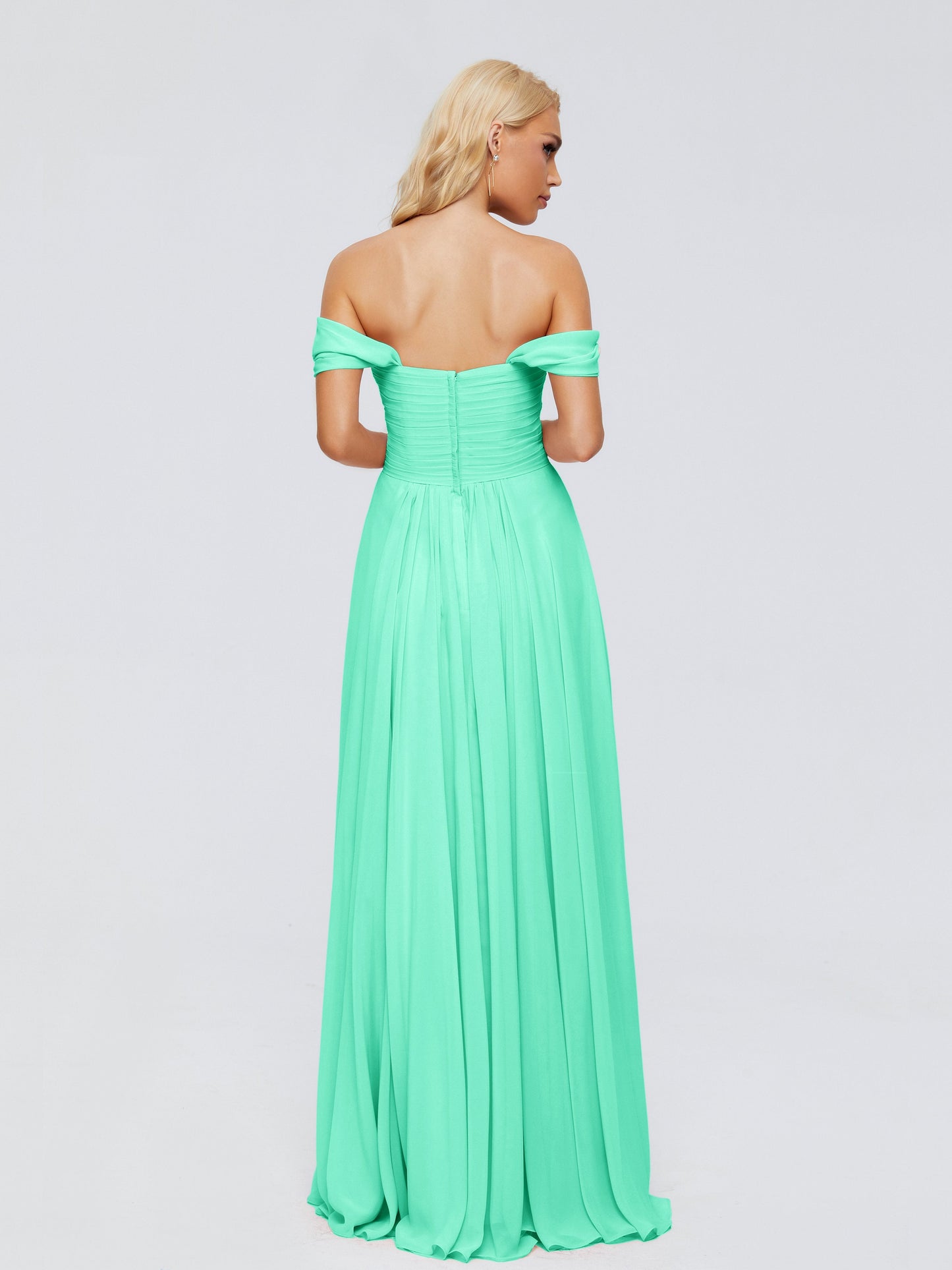 Trinity Off-The-Shoulder Chiffon Bridesmaid Dresses