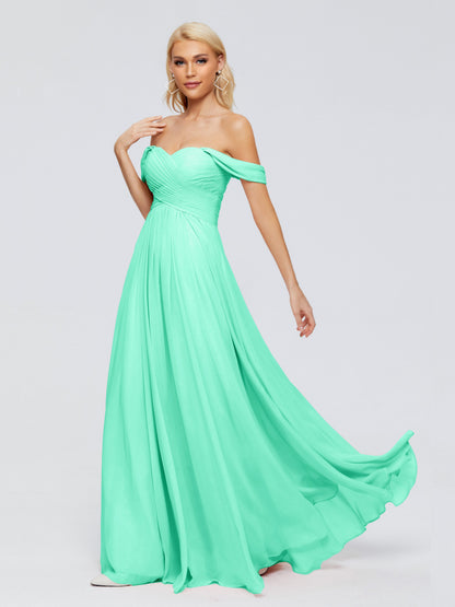 Trinity Off-The-Shoulder Chiffon Bridesmaid Dresses