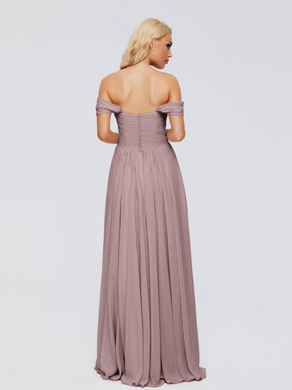 Trinity Off-The-Shoulder Chiffon Bridesmaid Dresses