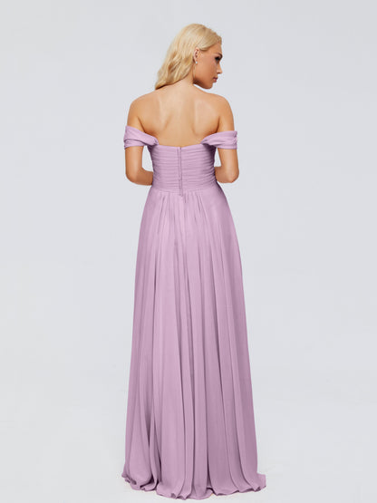 Trinity Off-The-Shoulder Chiffon Bridesmaid Dresses