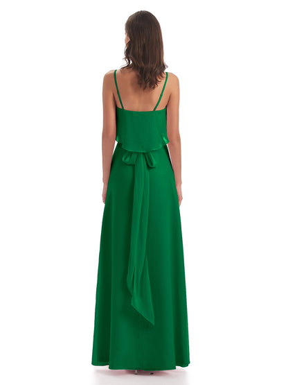 Vada Sheath-Column Floor Length Spaghetti Straps Chiffon Long Bridesmaid Dresses