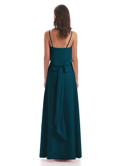 Vada Sheath-Column Floor Length Spaghetti Straps Chiffon Long Bridesmaid Dresses