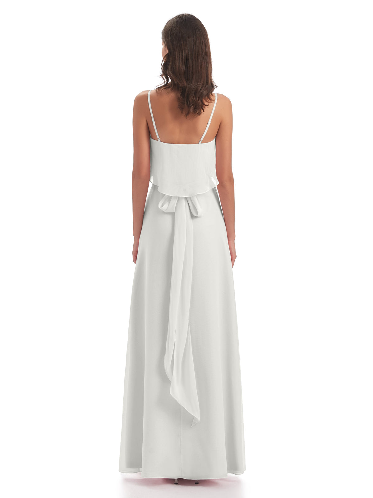 Vada Sheath-Column Floor Length Spaghetti Straps Chiffon Long Bridesmaid Dresses