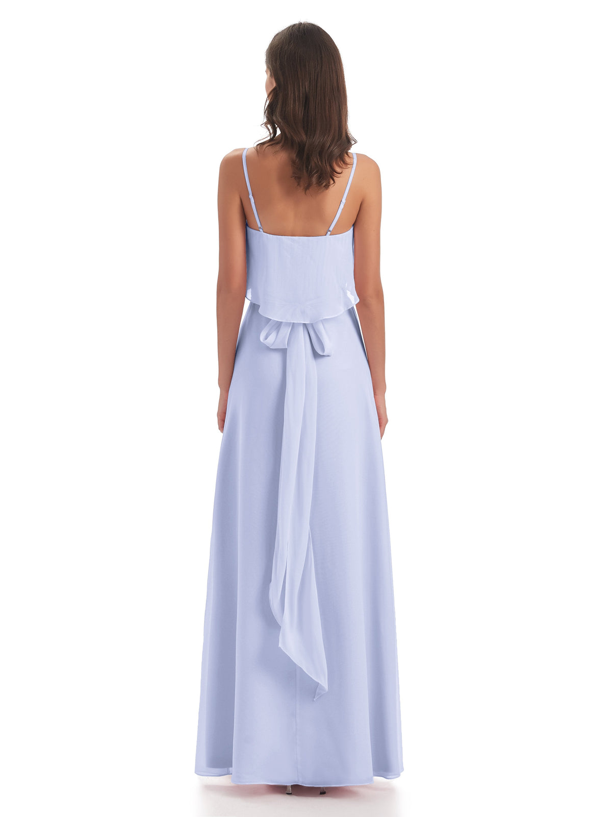 Vada Sheath-Column Floor Length Spaghetti Straps Chiffon Long Bridesmaid Dresses