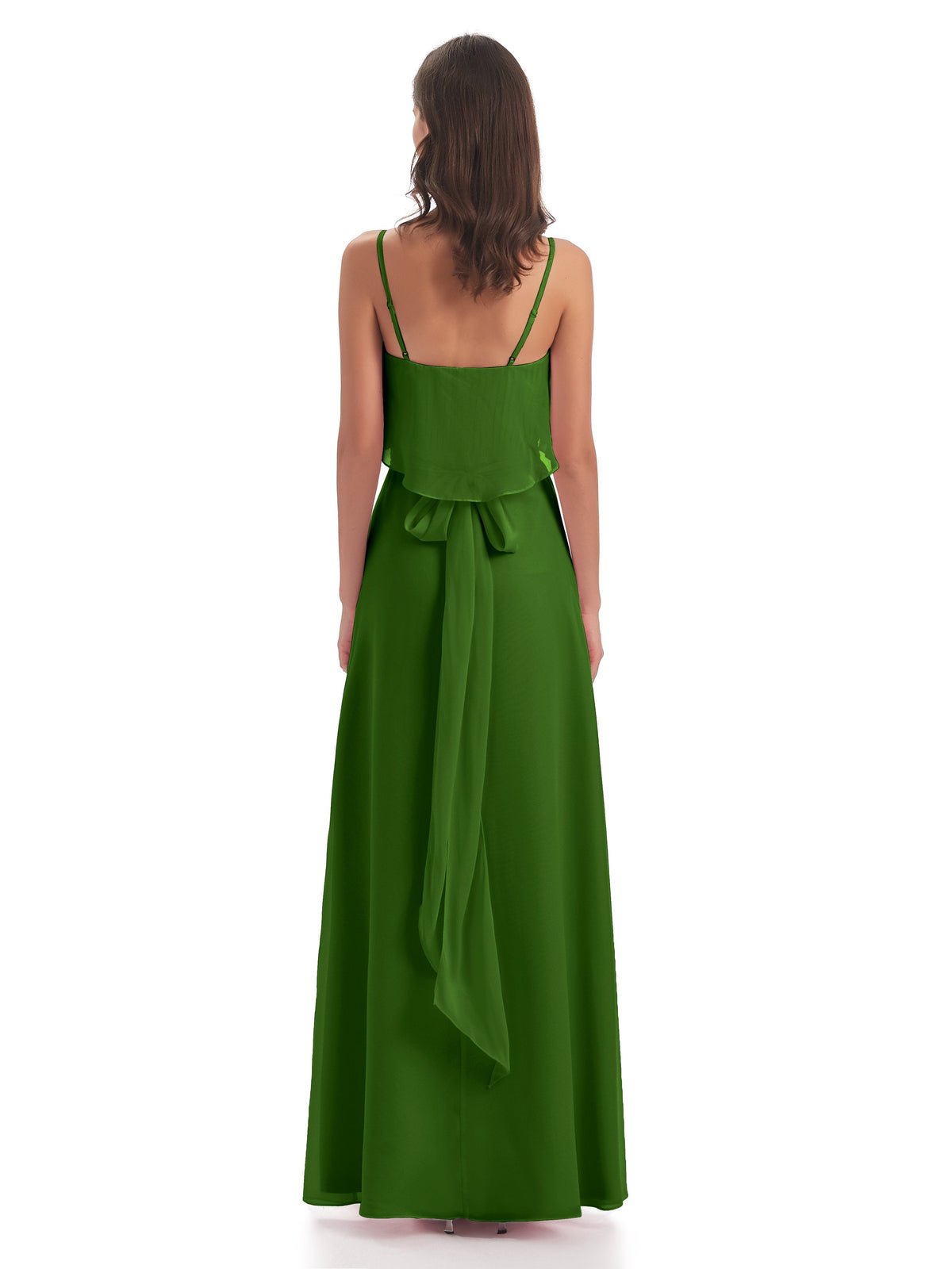 Vada Sheath-Column Floor Length Spaghetti Straps Chiffon Long Bridesmaid Dresses