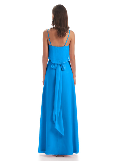 Vada Sheath-Column Floor Length Spaghetti Straps Chiffon Long Bridesmaid Dresses