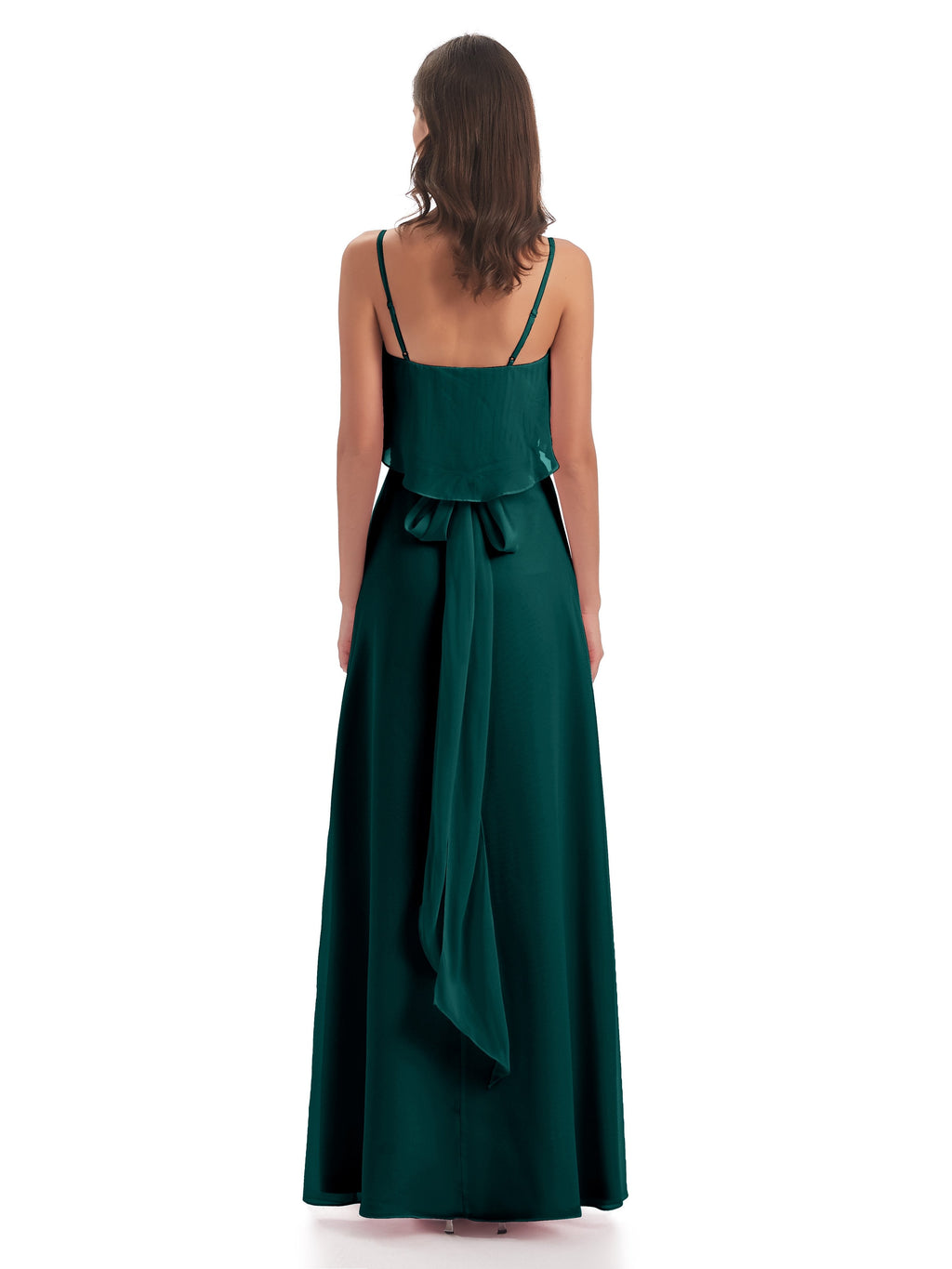 Vada Sheath-Column Floor Length Spaghetti Straps Chiffon Long Bridesmaid Dresses