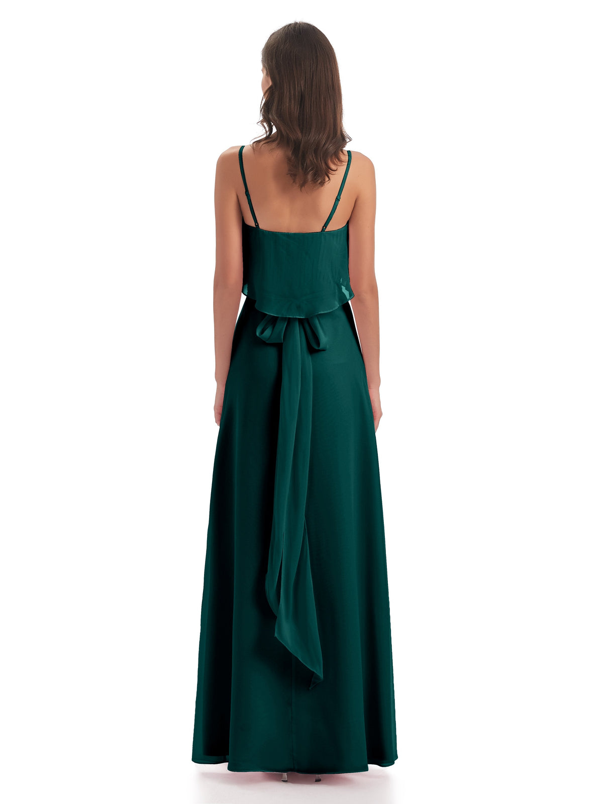 Vada Sheath-Column Floor Length Spaghetti Straps Chiffon Long Bridesmaid Dresses