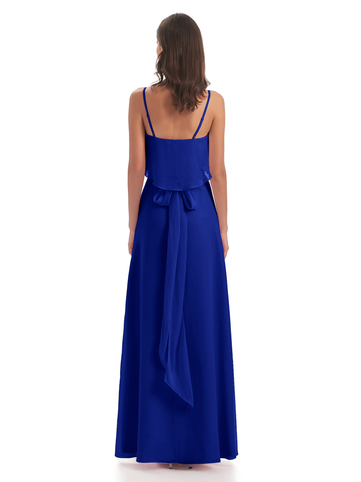 Vada Sheath-Column Floor Length Spaghetti Straps Chiffon Long Bridesmaid Dresses