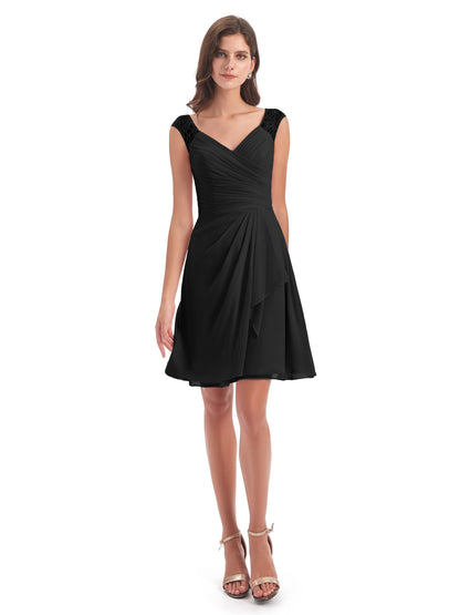 Zendaya Knee Length V-neck Chiffon Bridesmaid Dresses