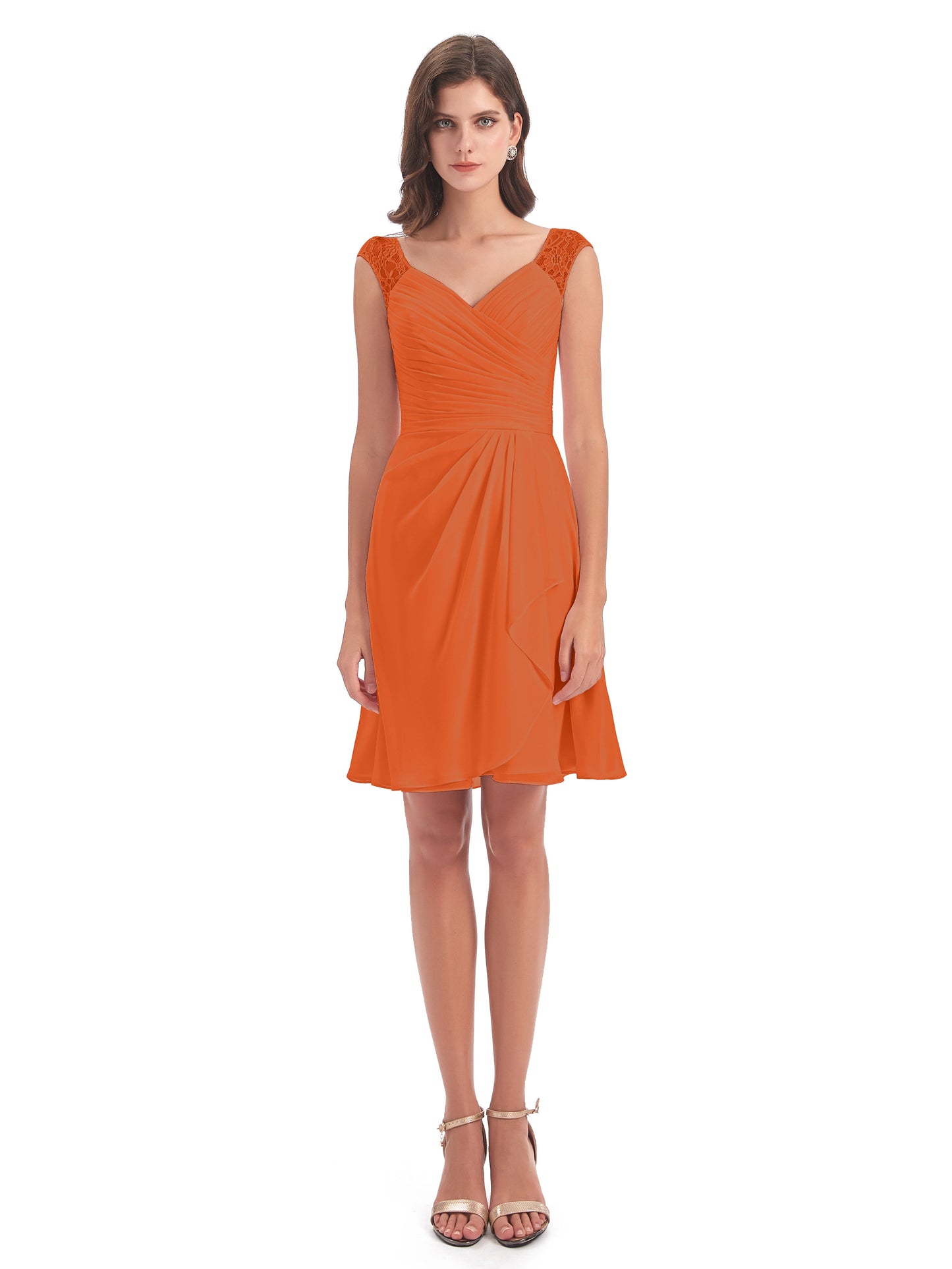 Zendaya Knee Length V-neck Chiffon Bridesmaid Dresses