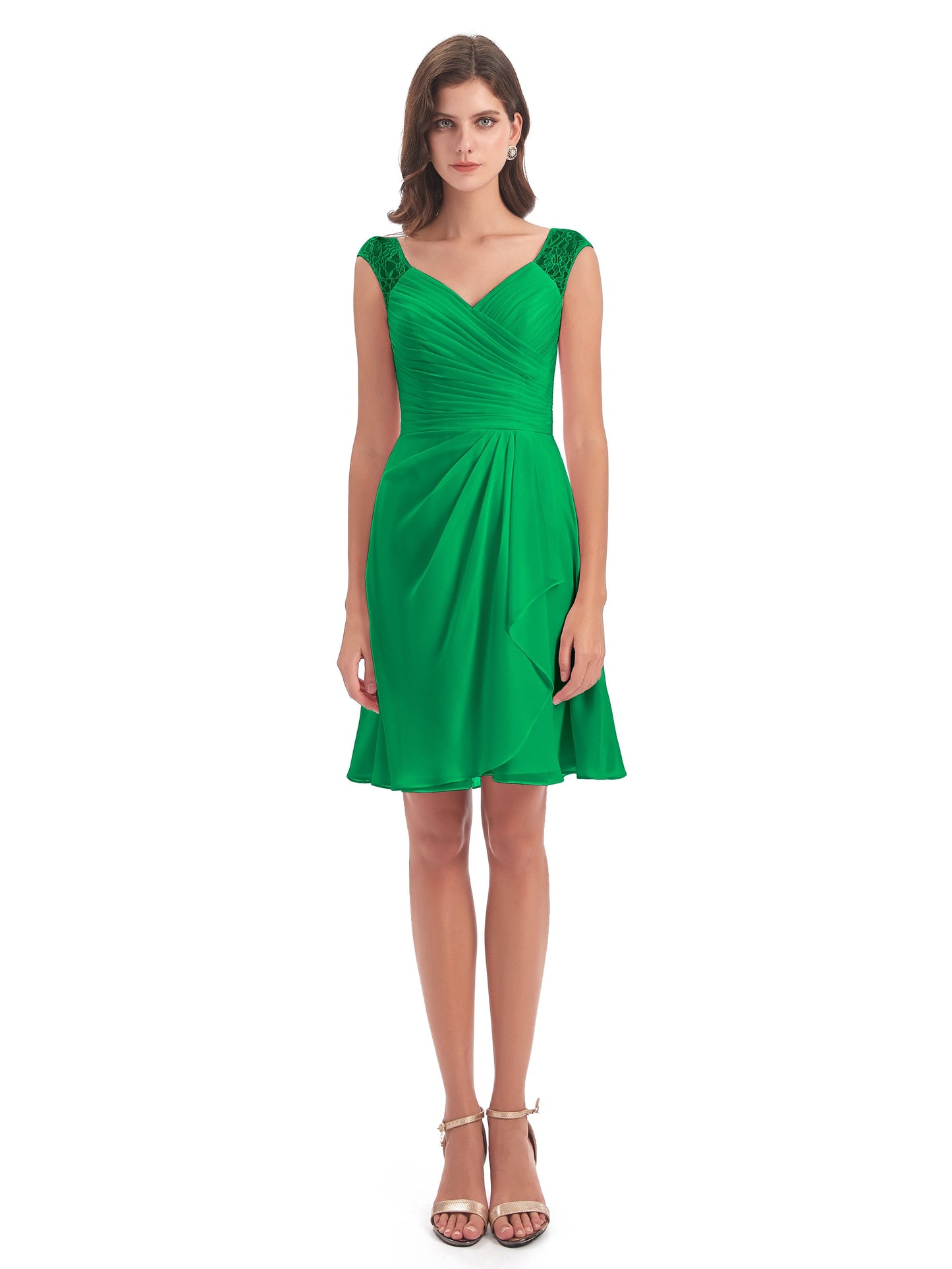Zendaya Knee Length V-neck Chiffon Bridesmaid Dresses