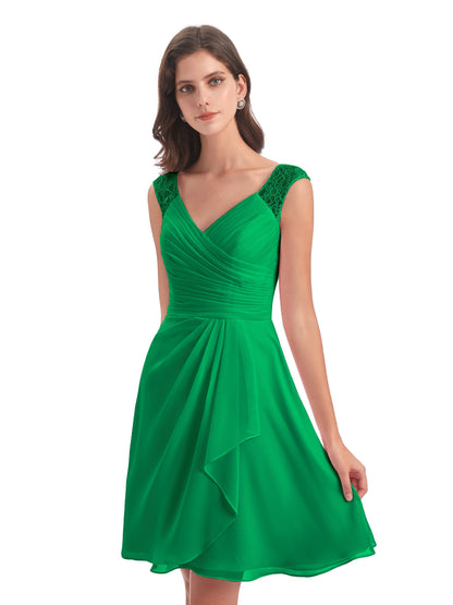 Zendaya Knee Length V-neck Chiffon Bridesmaid Dresses