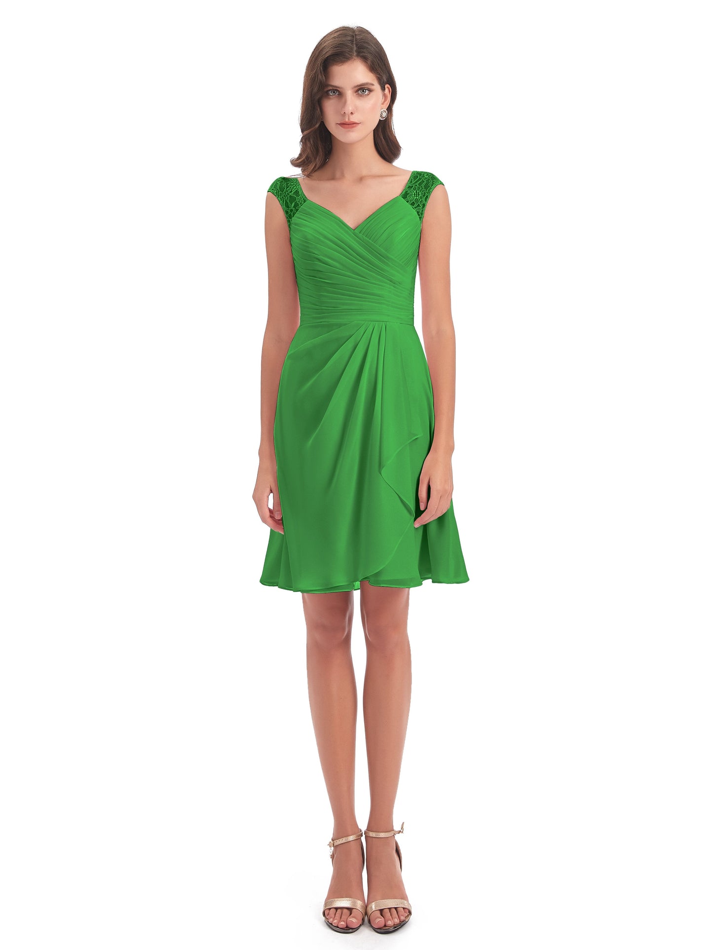 Zendaya Knee Length V-neck Chiffon Bridesmaid Dresses