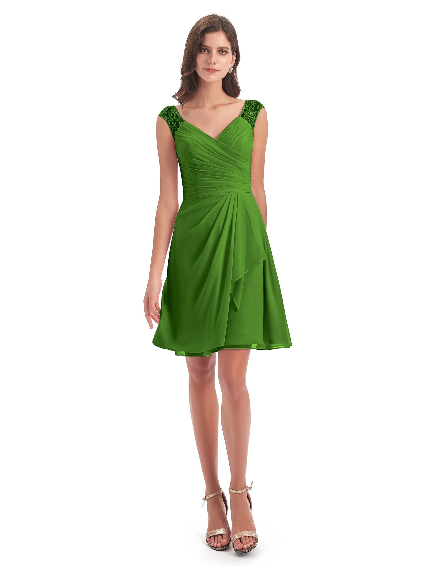 Zendaya Knee Length V-neck Chiffon Bridesmaid Dresses