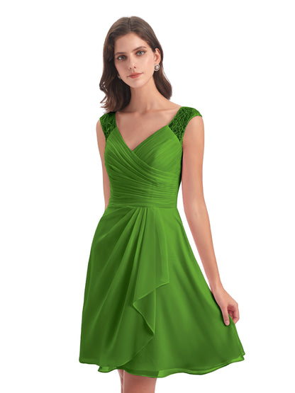 Zendaya Knee Length V-neck Chiffon Bridesmaid Dresses