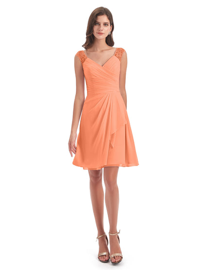 Zendaya Knee Length V-neck Chiffon Bridesmaid Dresses