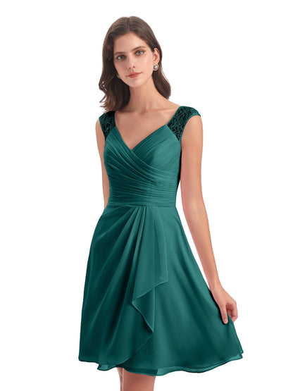 Zendaya Knee Length V-neck Chiffon Bridesmaid Dresses