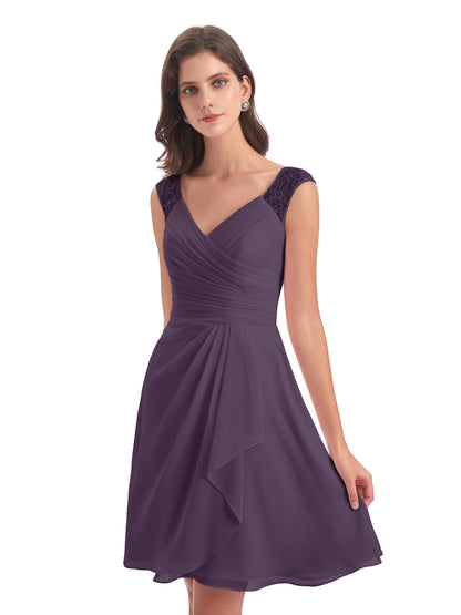 Zendaya Knee Length V-neck Chiffon Bridesmaid Dresses