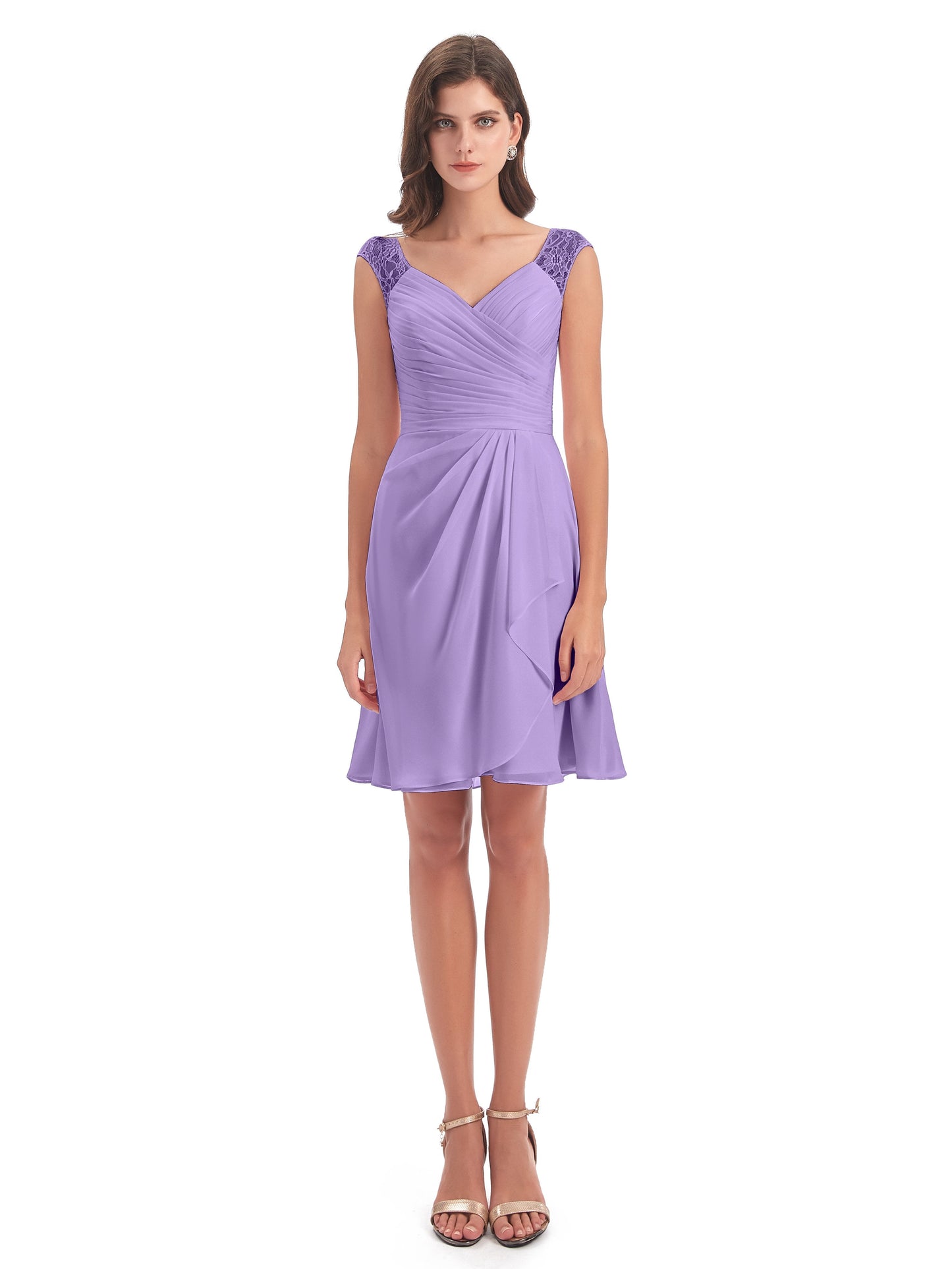 Zendaya Knee Length V-neck Chiffon Bridesmaid Dresses