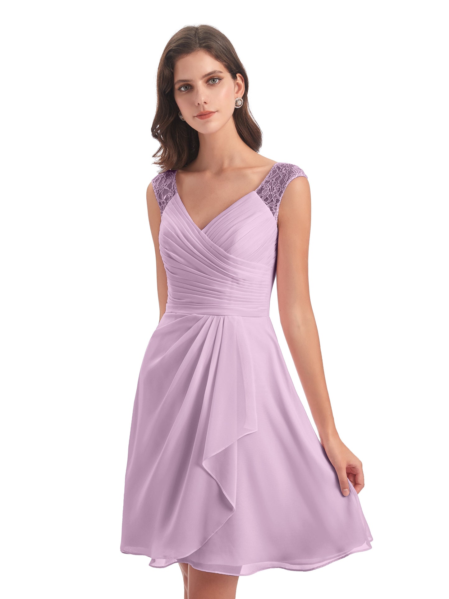 Zendaya Knee Length V-neck Chiffon Bridesmaid Dresses