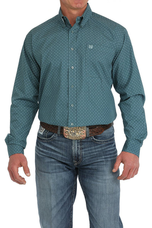 Cinch Men's Medallion Print Button Down Western Shirt - Green