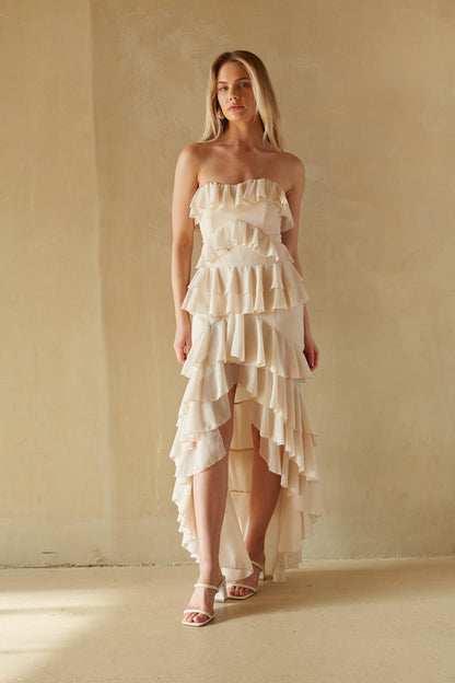 Clementine High Low Ruffle Maxi Dress