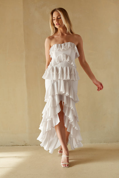 Clementine High Low Ruffle Maxi Dress
