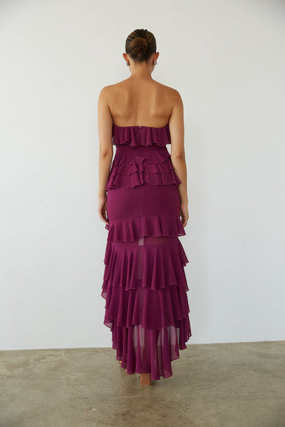 Clementine High Low Ruffle Maxi Dress