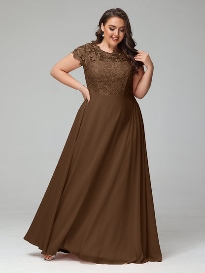 Crew Neck Delicate Chiffon Plus Size Bridesmaid Dresses