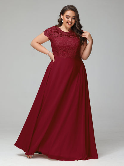 Crew Neck Delicate Chiffon Plus Size Bridesmaid Dresses