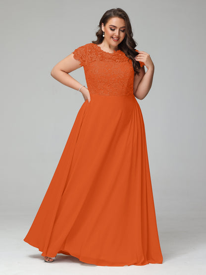 Crew Neck Delicate Chiffon Plus Size Bridesmaid Dresses