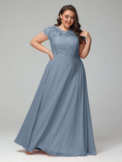 Crew Neck Delicate Chiffon Plus Size Bridesmaid Dresses