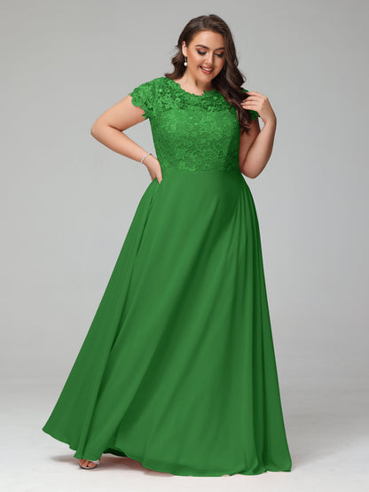 Crew Neck Delicate Chiffon Plus Size Bridesmaid Dresses