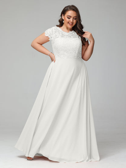 Crew Neck Delicate Chiffon Plus Size Bridesmaid Dresses