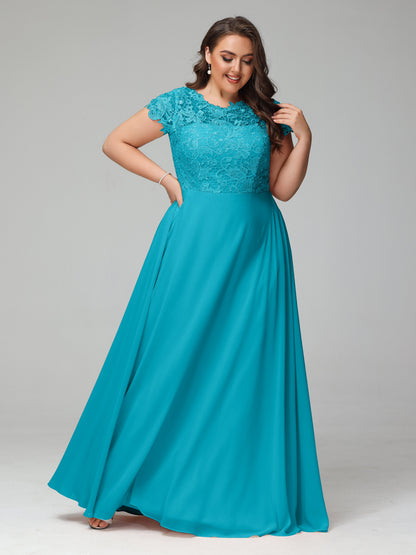 Crew Neck Delicate Chiffon Plus Size Bridesmaid Dresses