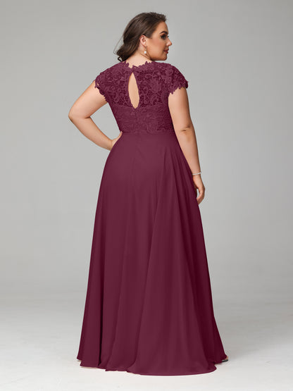 Crew Neck Delicate Chiffon Plus Size Bridesmaid Dresses