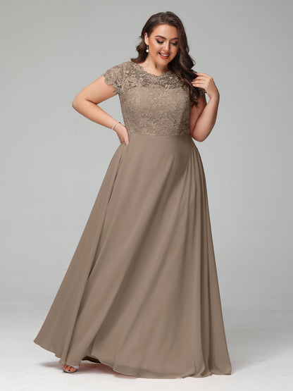 Crew Neck Delicate Chiffon Plus Size Bridesmaid Dresses