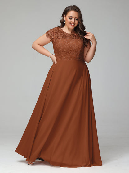 Crew Neck Delicate Chiffon Plus Size Bridesmaid Dresses