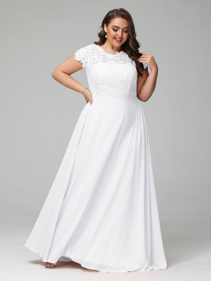 Crew Neck Delicate Chiffon Plus Size Bridesmaid Dresses
