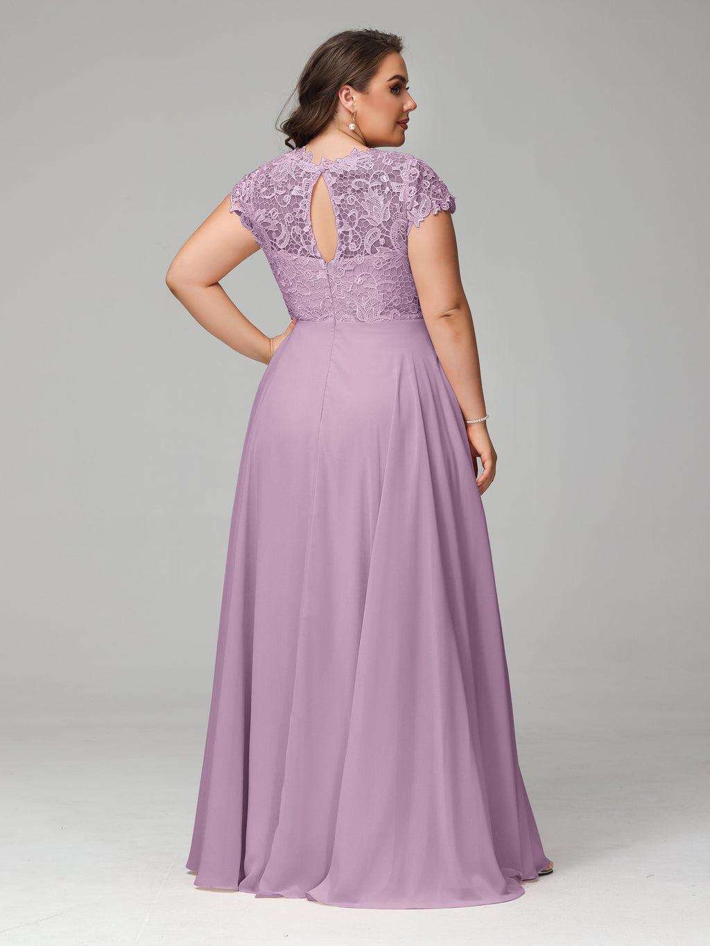 Crew Neck Delicate Chiffon Plus Size Bridesmaid Dresses