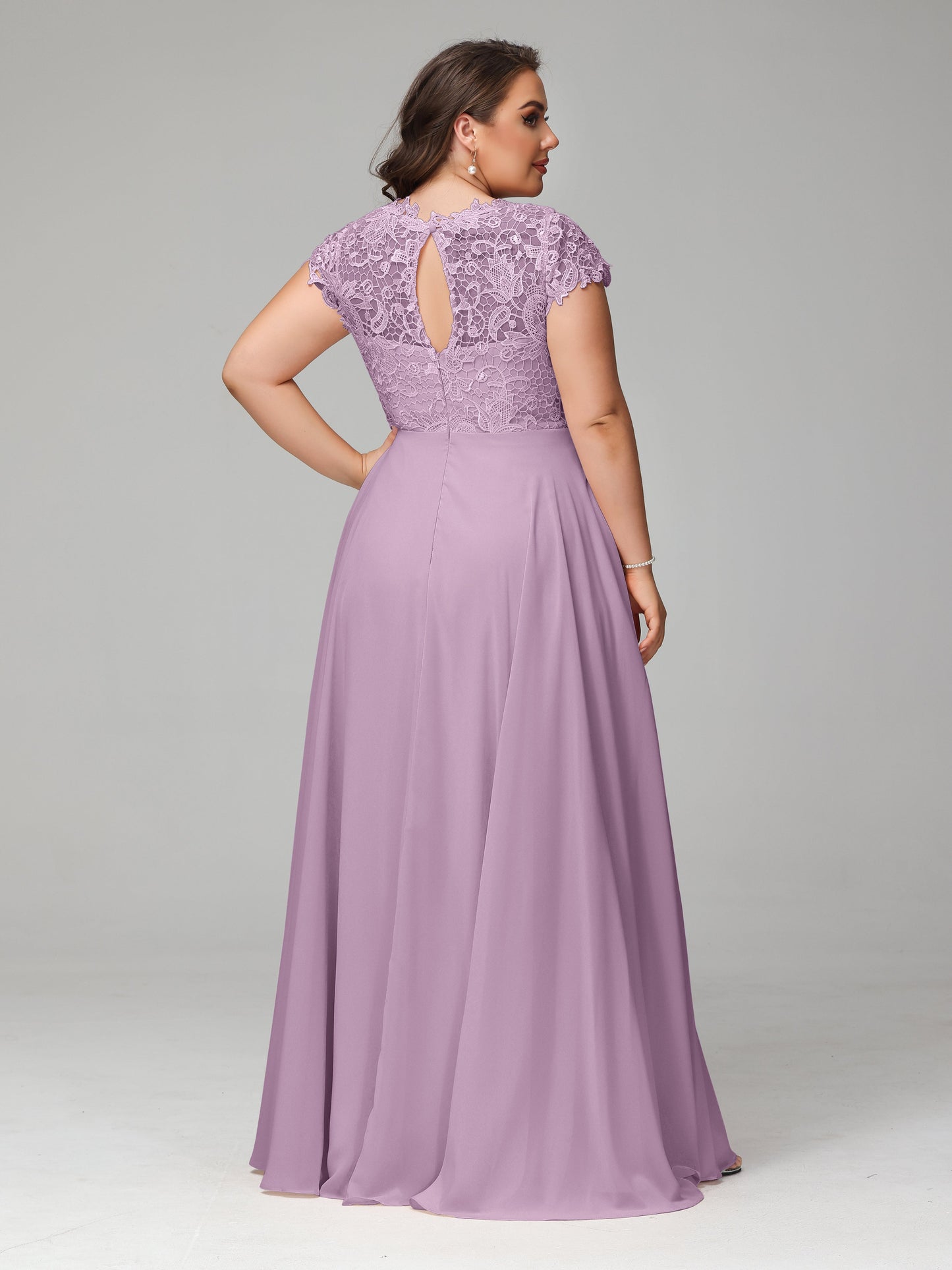 Crew Neck Delicate Chiffon Plus Size Bridesmaid Dresses