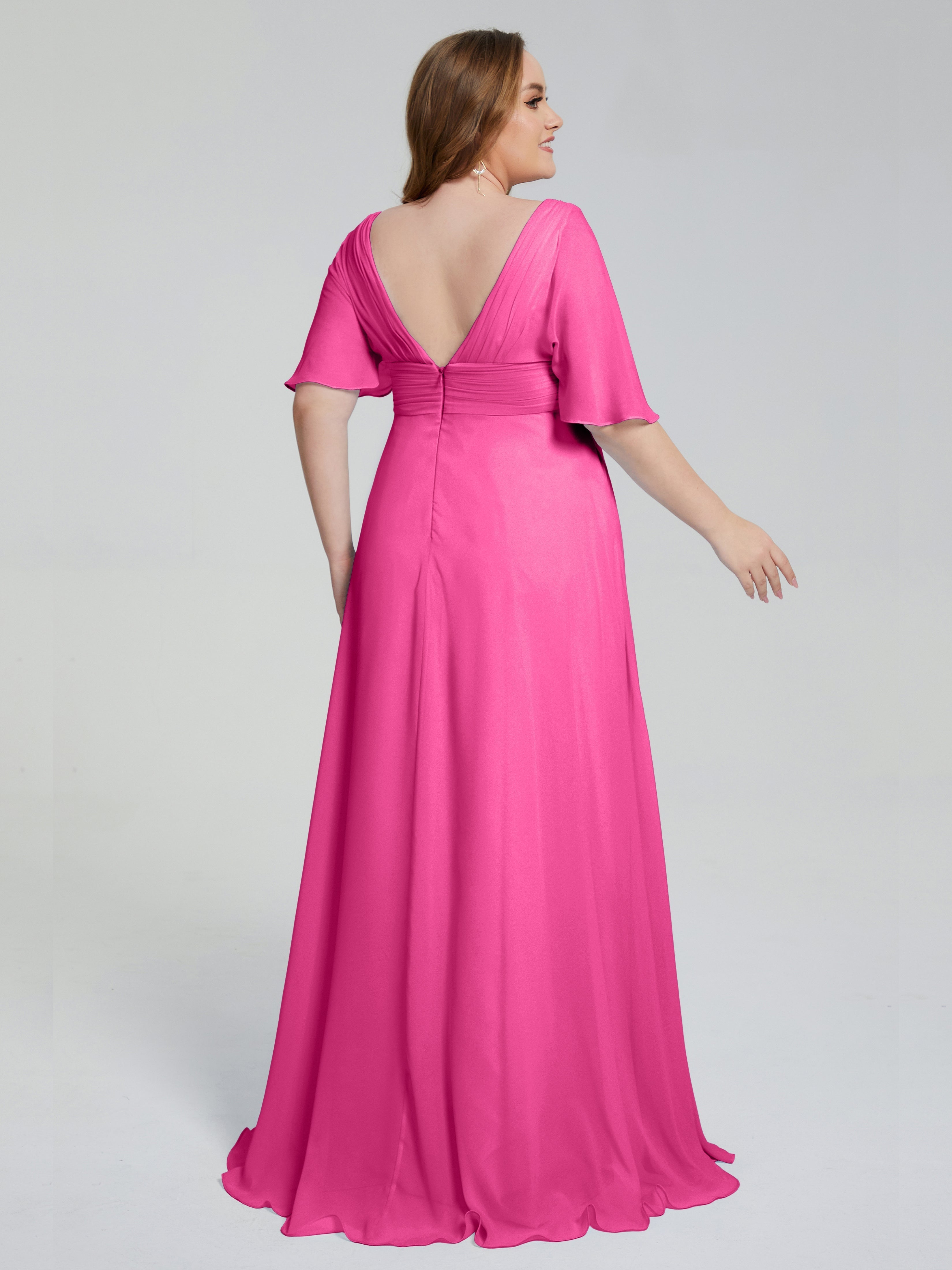 Daniela Sweep Train Plus Size Bridesmaid Dresses with Sleeves
